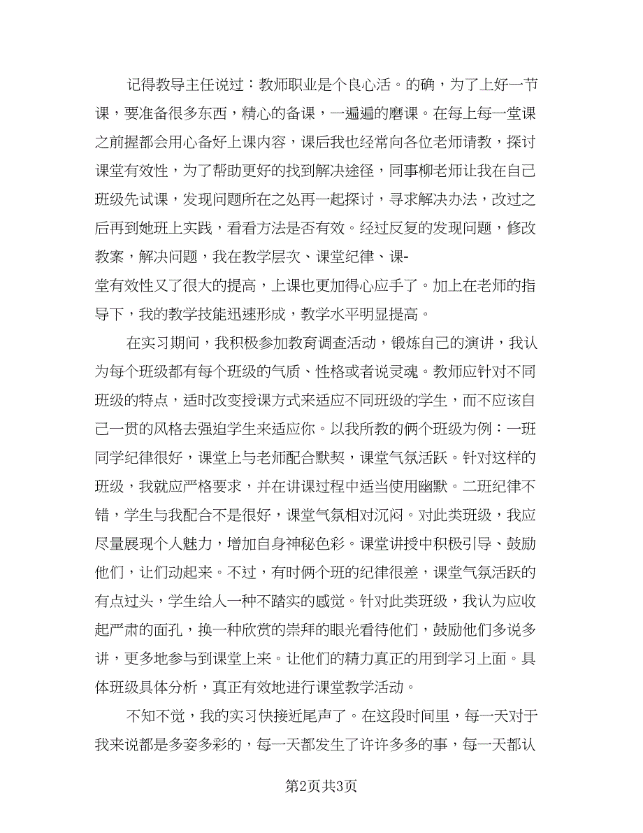 教师实习的工作总结标准样本（二篇）.doc_第2页