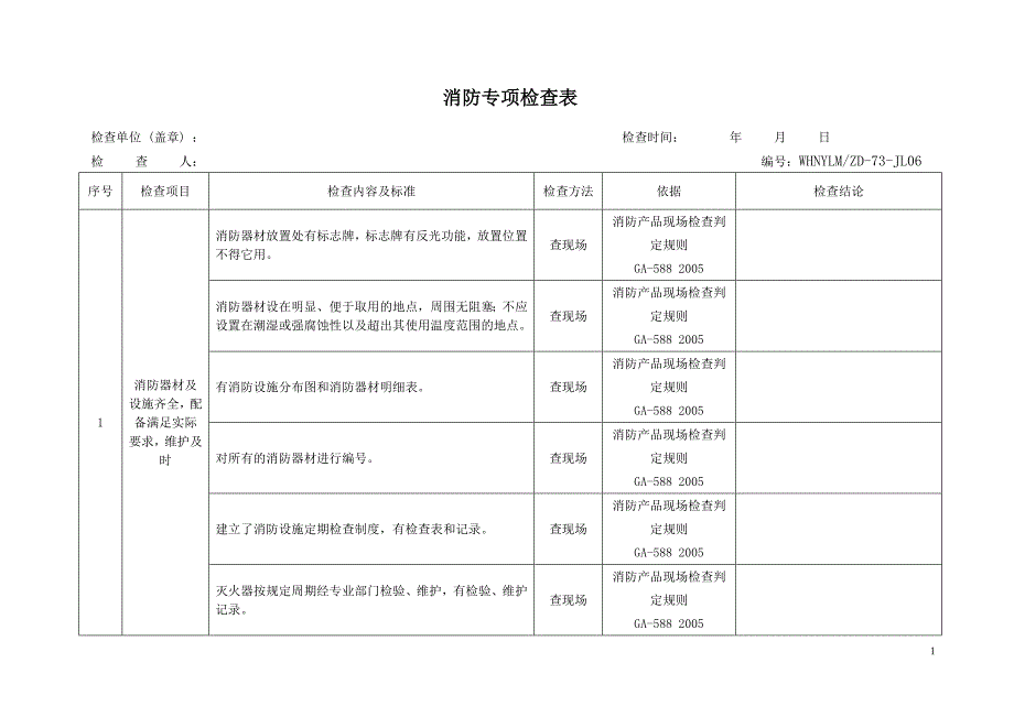 消防安全检查表_第1页