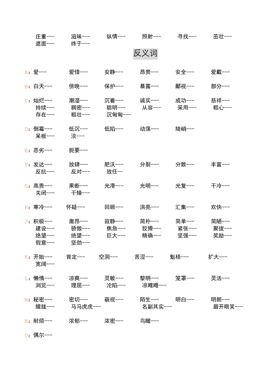 小学常见的近义词和反义词(背诵)_第3页