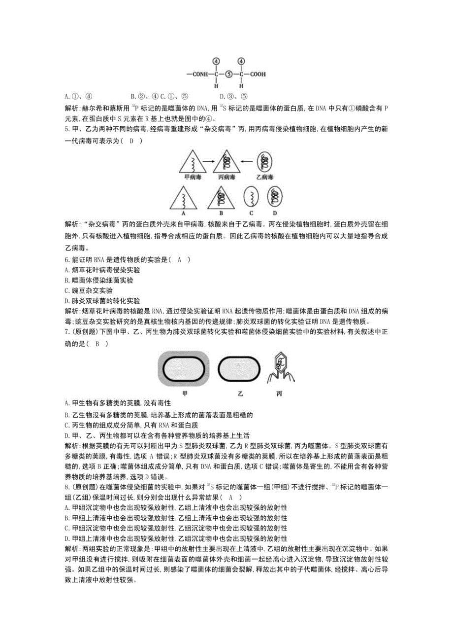 生物人教版《遗传与进化》第1节DNA是主要的遗传物质课后训练_第5页