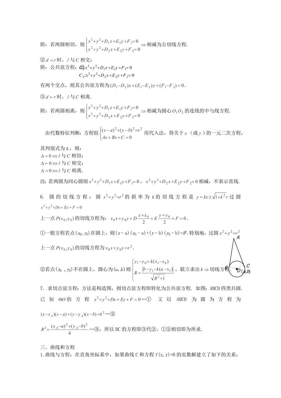 2013高考数学 考前知识要点复习七 直线和圆的方程 知识要点_第5页