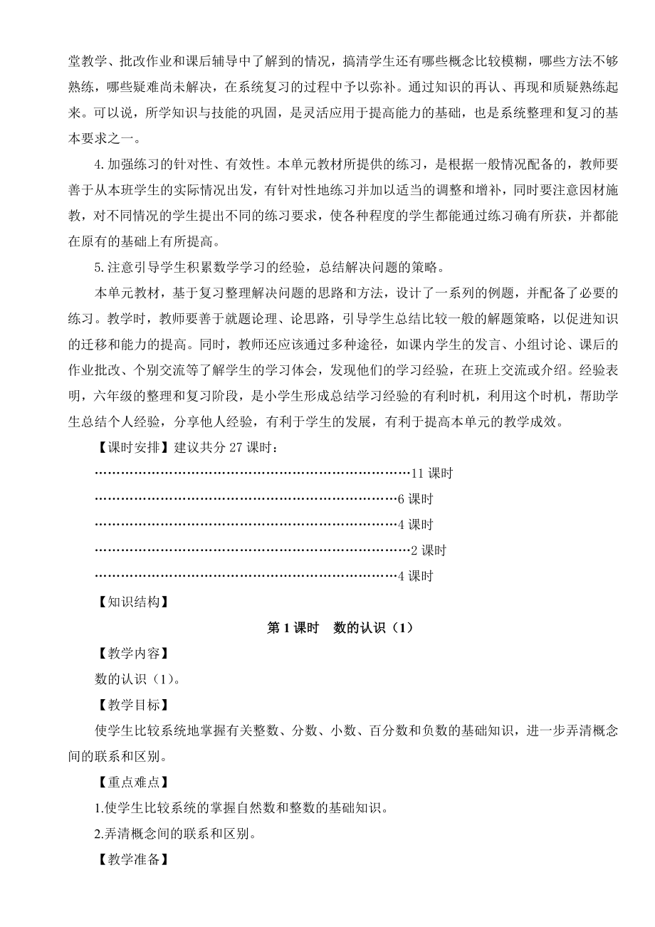 新人教版六年级下册数学整理和复习教案_第2页