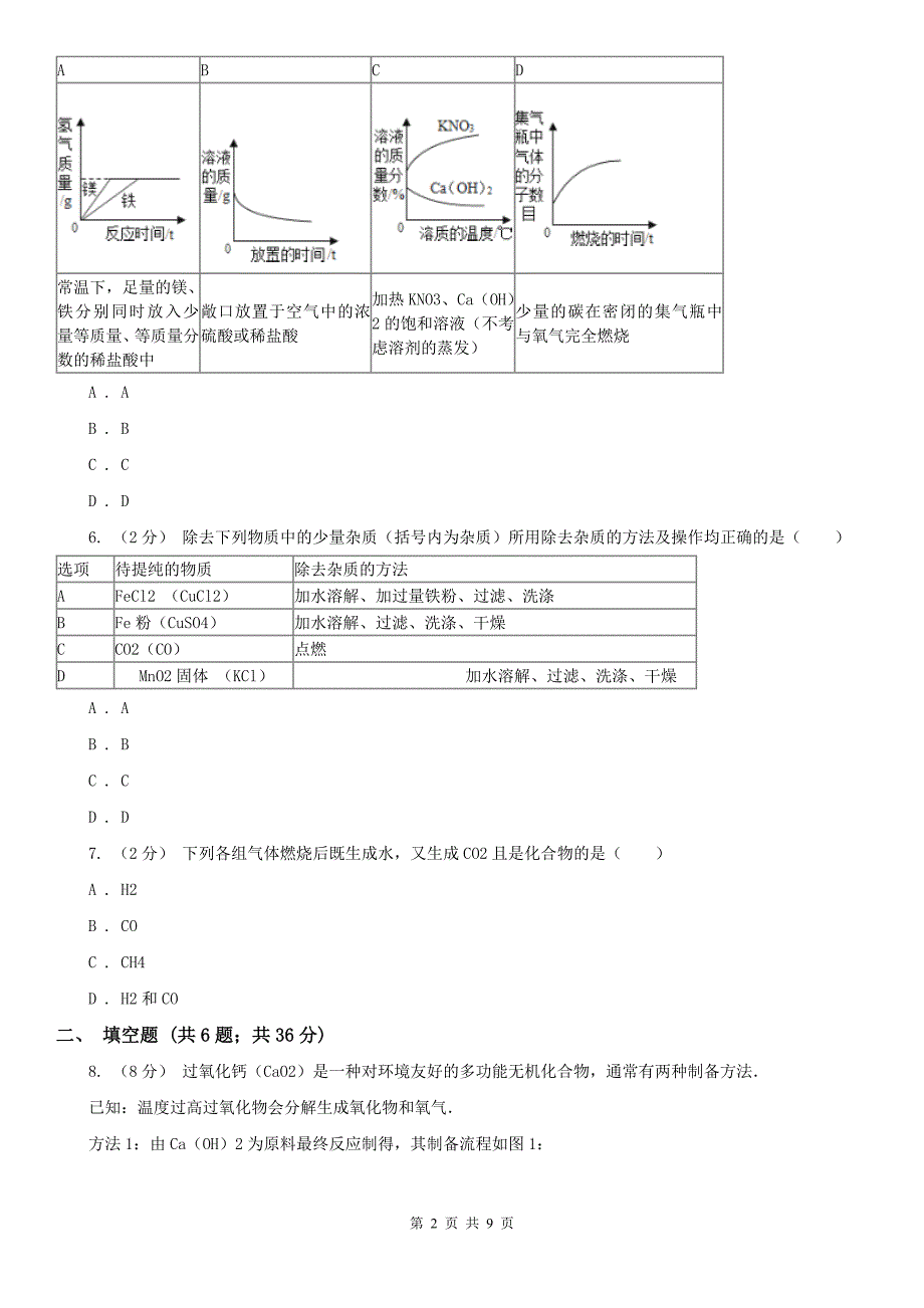 淄博市中考化学模拟试卷（1）_第2页