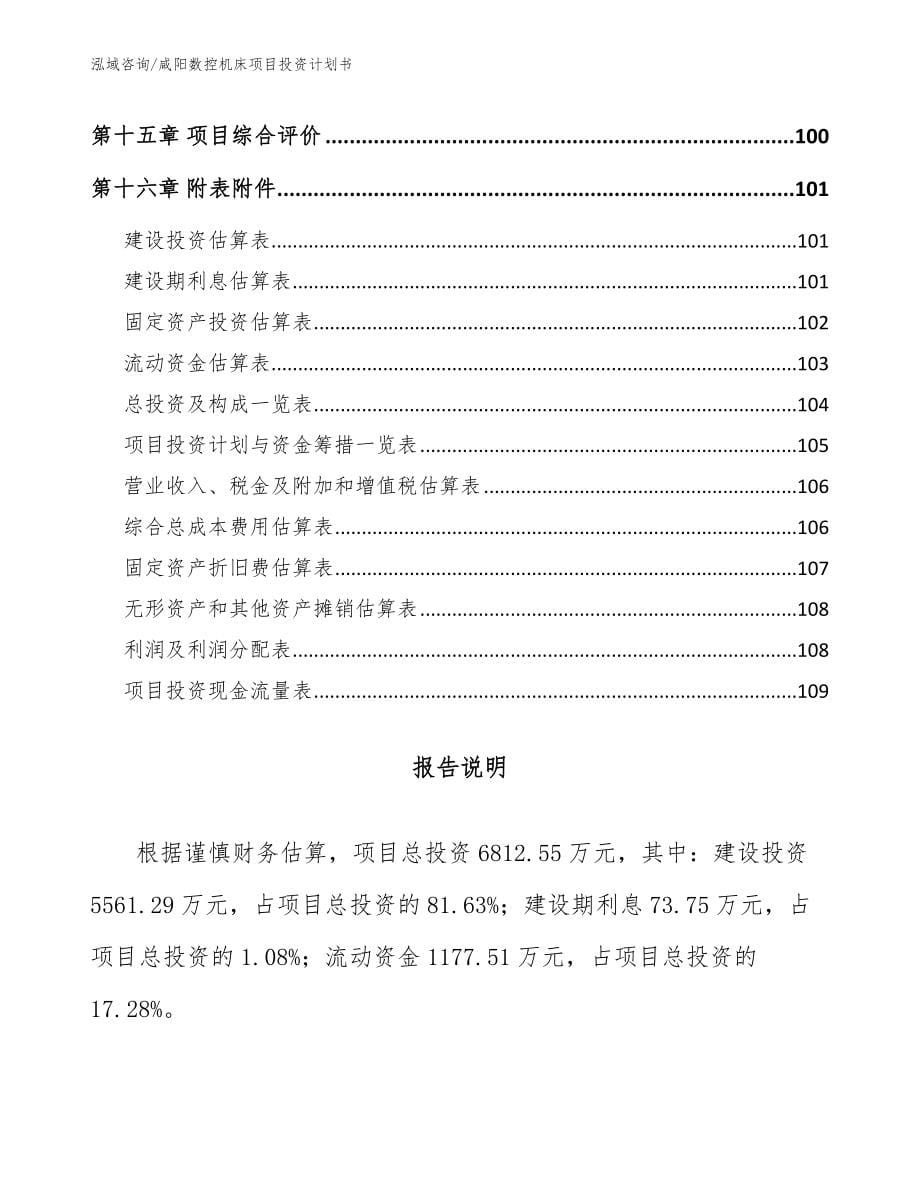 咸阳数控机床项目投资计划书【参考范文】_第5页