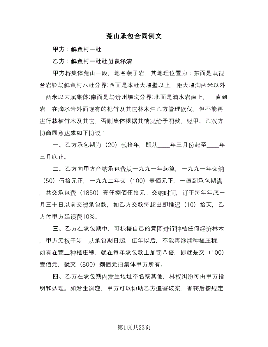 荒山承包合同例文（9篇）.doc_第1页