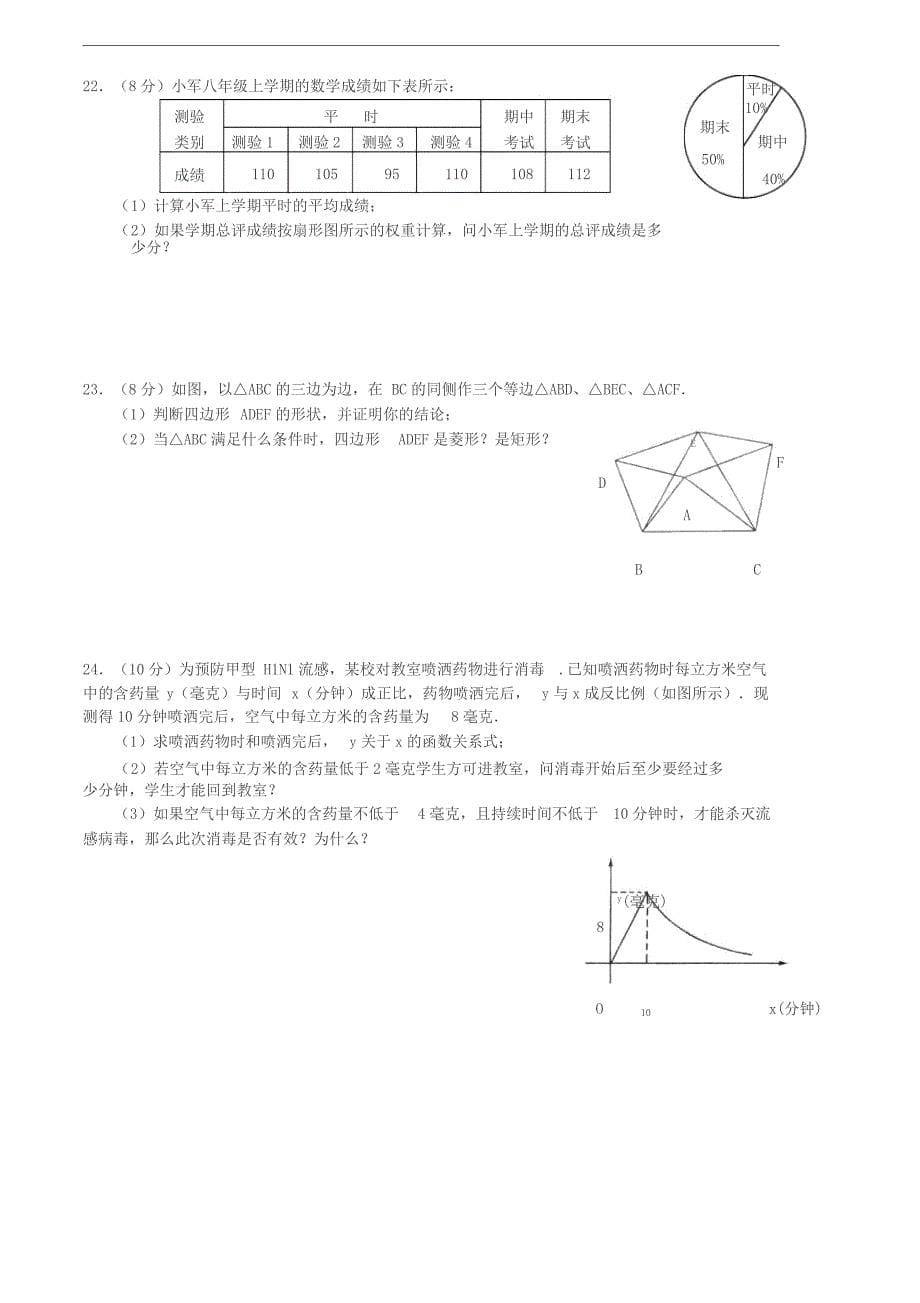 八年级下学期期末考试数学试卷(人教版)(含答案)(超经典)_第5页