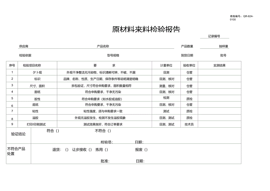 原材料来料检验报告_第1页