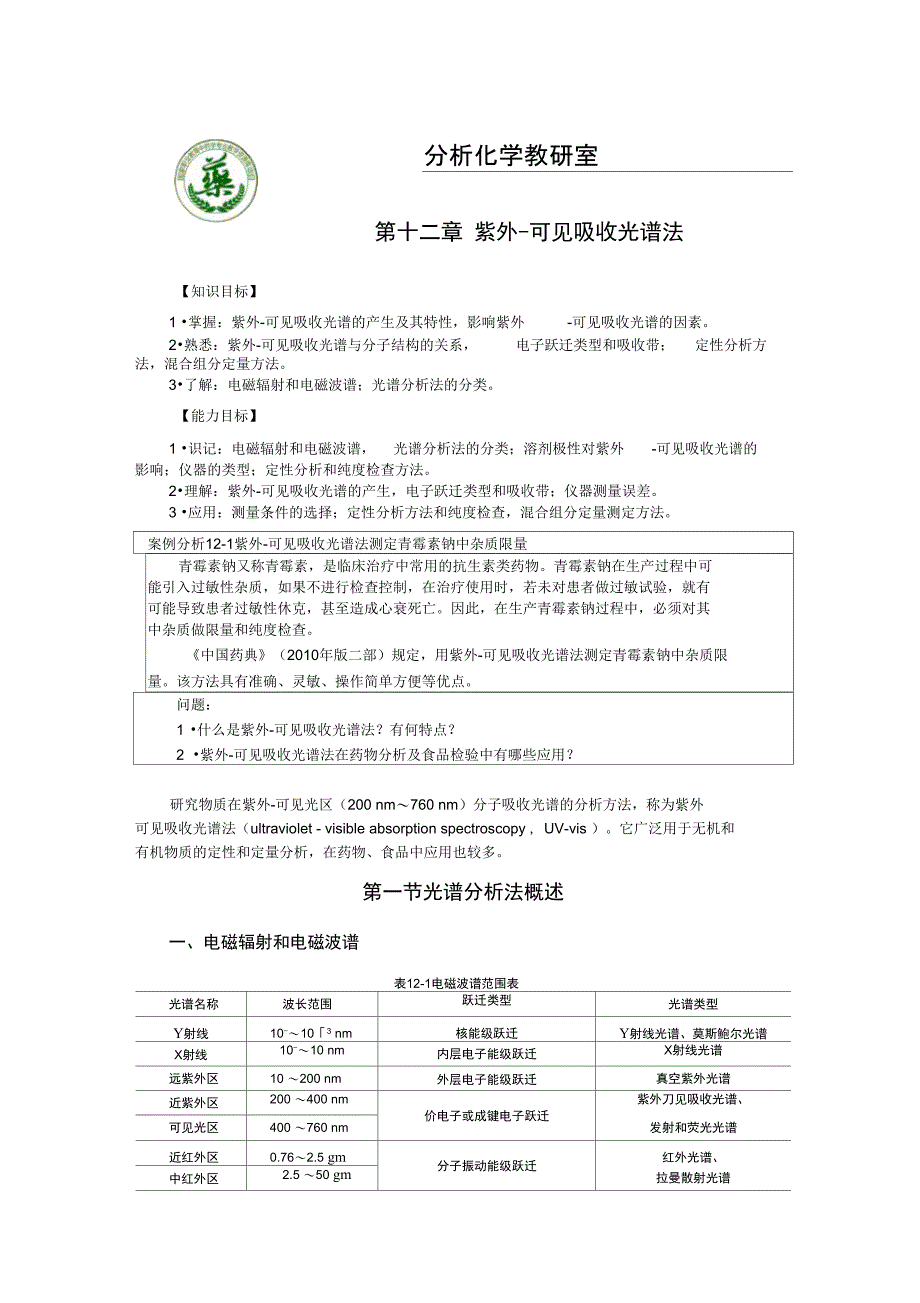 紫外-可见吸收光谱法_第1页