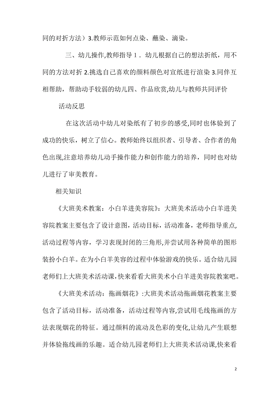 大班美术美丽的扎染教案反思_第2页