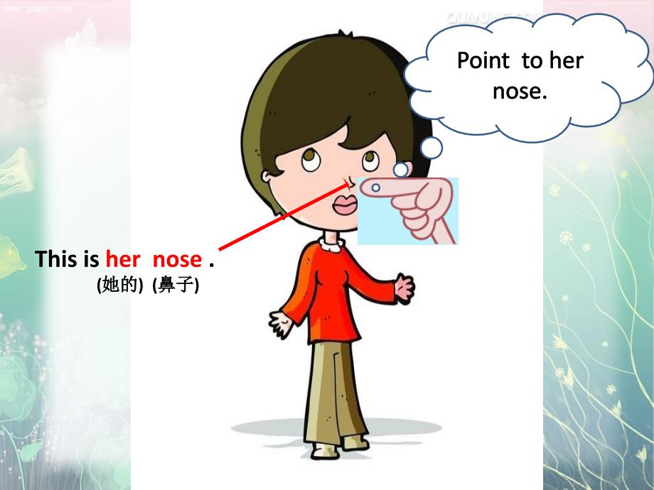 Point to her nose ._第4页