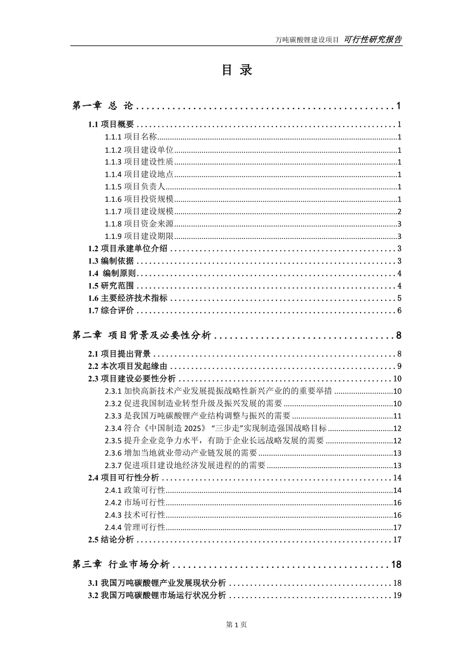 万吨碳酸锂项目可行性研究报告-完整可修改版_第2页