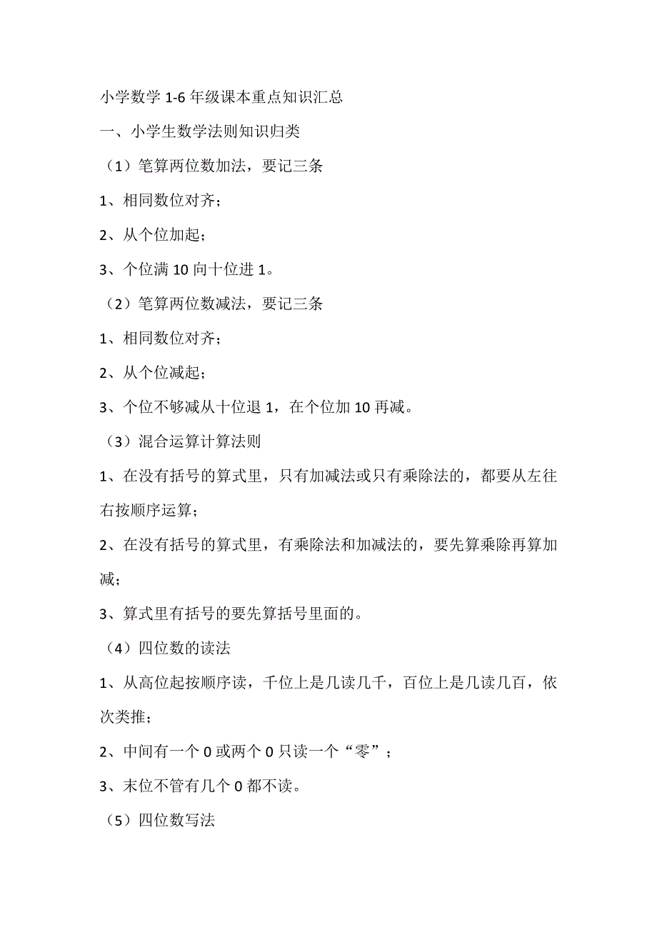小数1到6年级知识点汇总_第1页