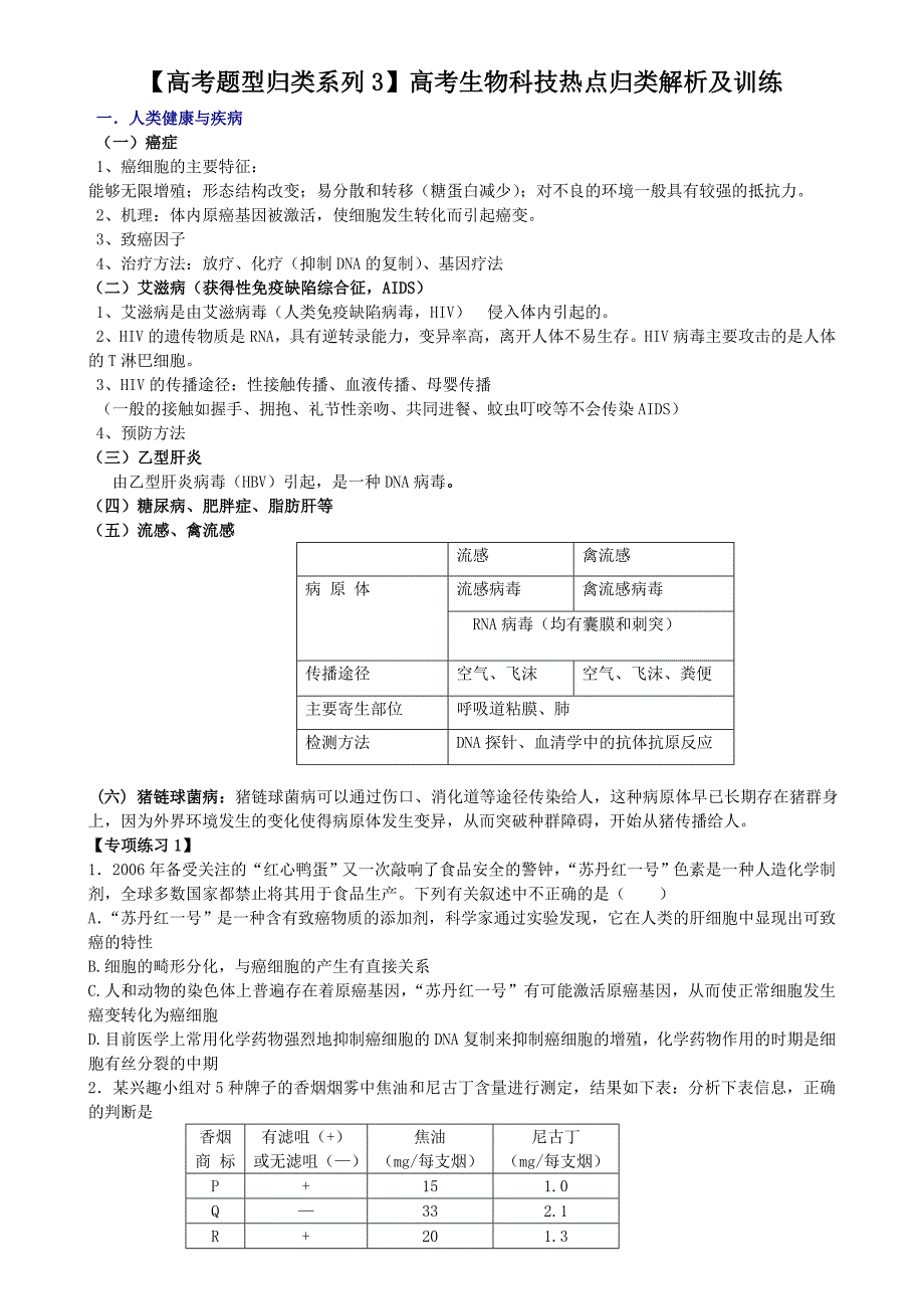 分类题：科学技术热点方面（教育精品）_第1页