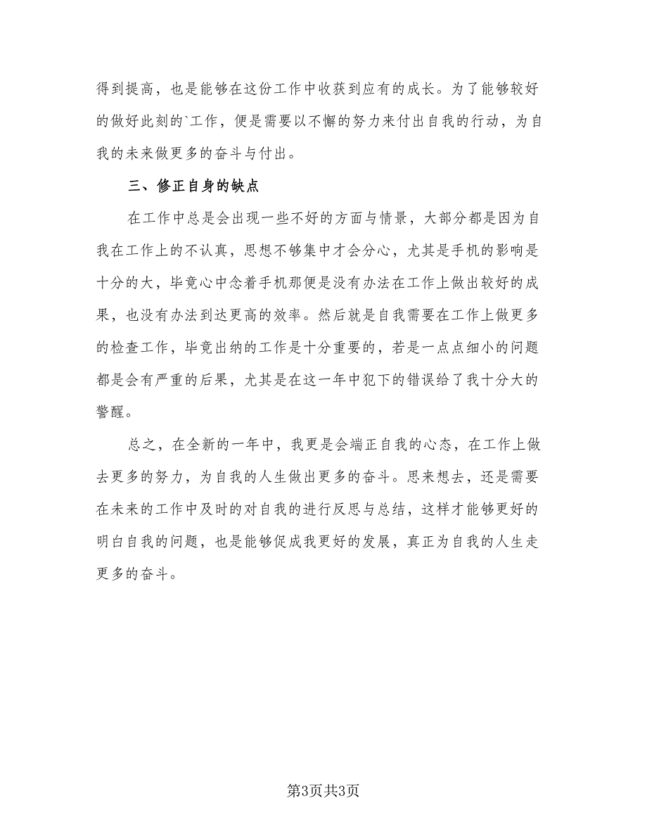 出纳2023个人工作计划参考模板（二篇）.doc_第3页