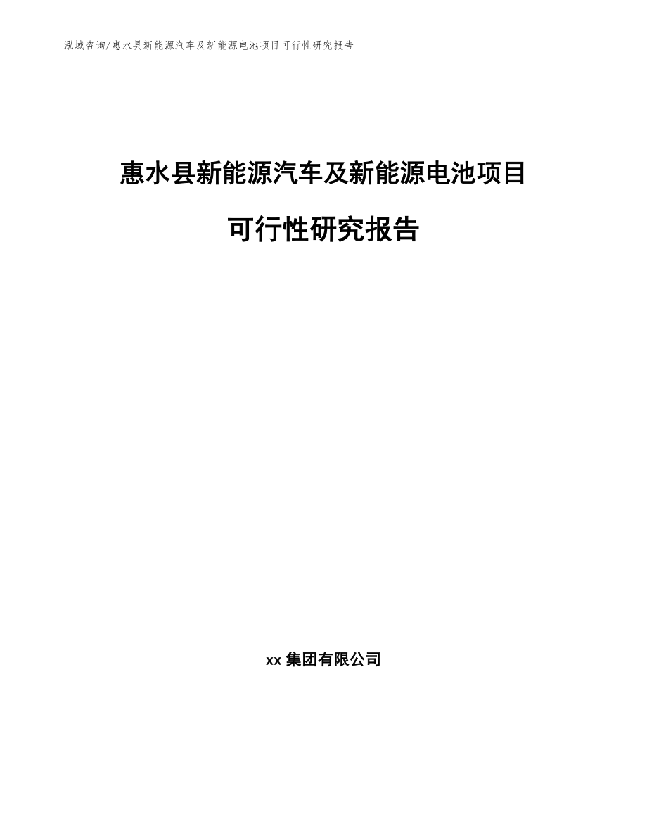 惠水县新能源汽车及新能源电池项目可行性研究报告（参考模板）_第1页