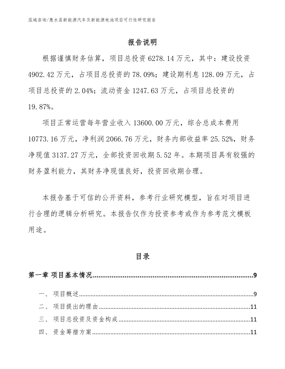 惠水县新能源汽车及新能源电池项目可行性研究报告（参考模板）_第2页
