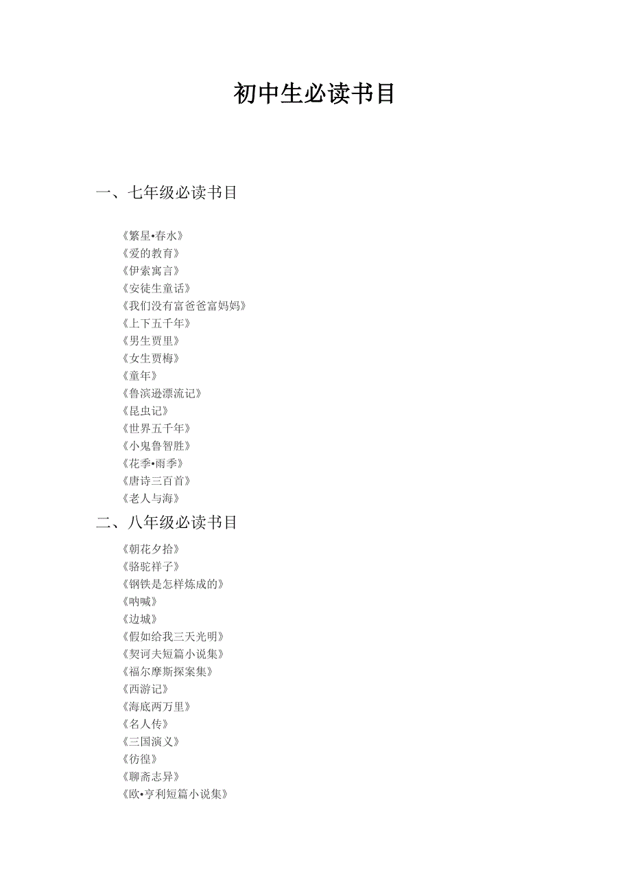 初中生必读书目[1].doc_第1页