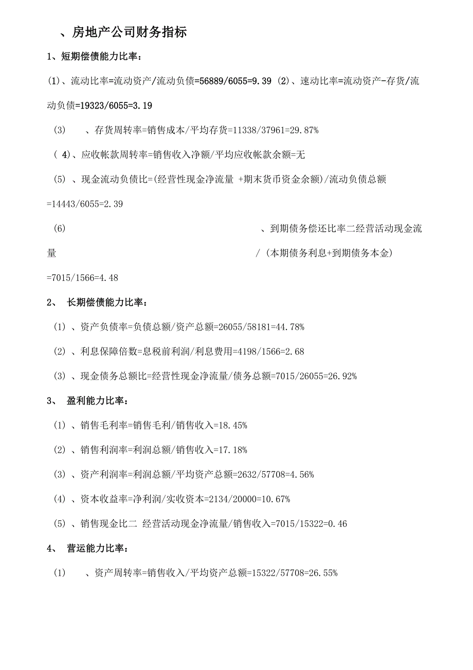 房地产公司财务指标_第1页