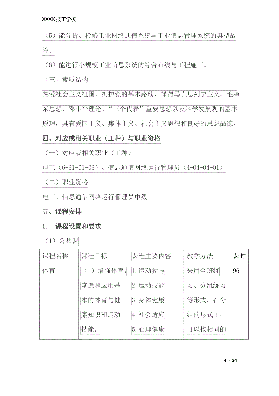 中职工业互联网和大数据应用专业人才培养方案_第4页