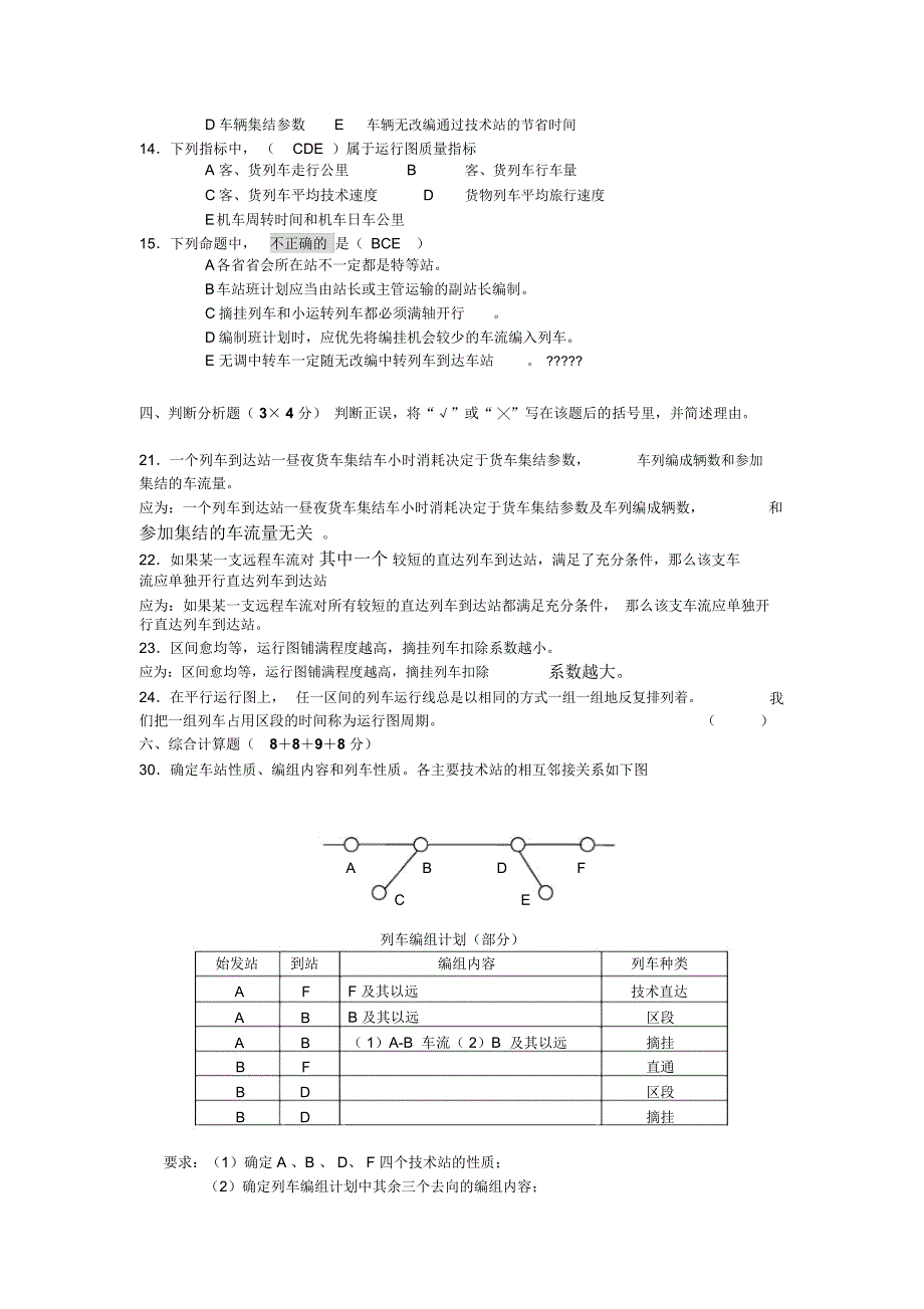 行车组织模拟试题,部分适合总结_第2页