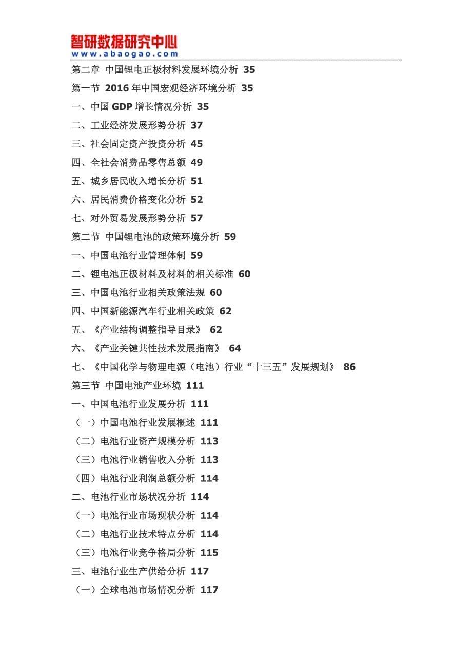 2016-2022年中国锂电池正极材料市场深度研究与未来发展趋势报告(目录)_第5页