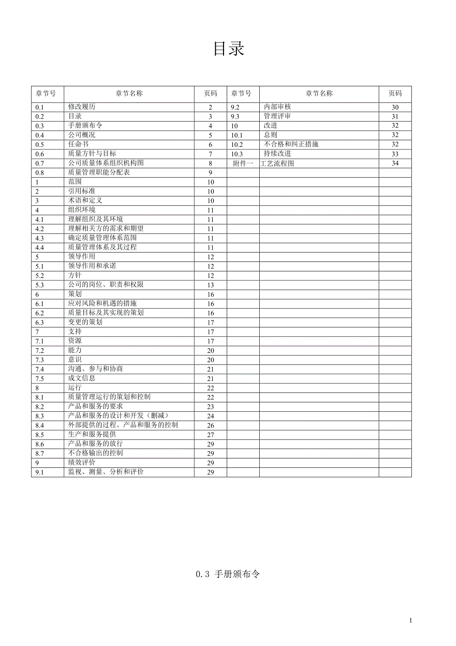 某机电设备有限公司质量手册全册实用_第1页