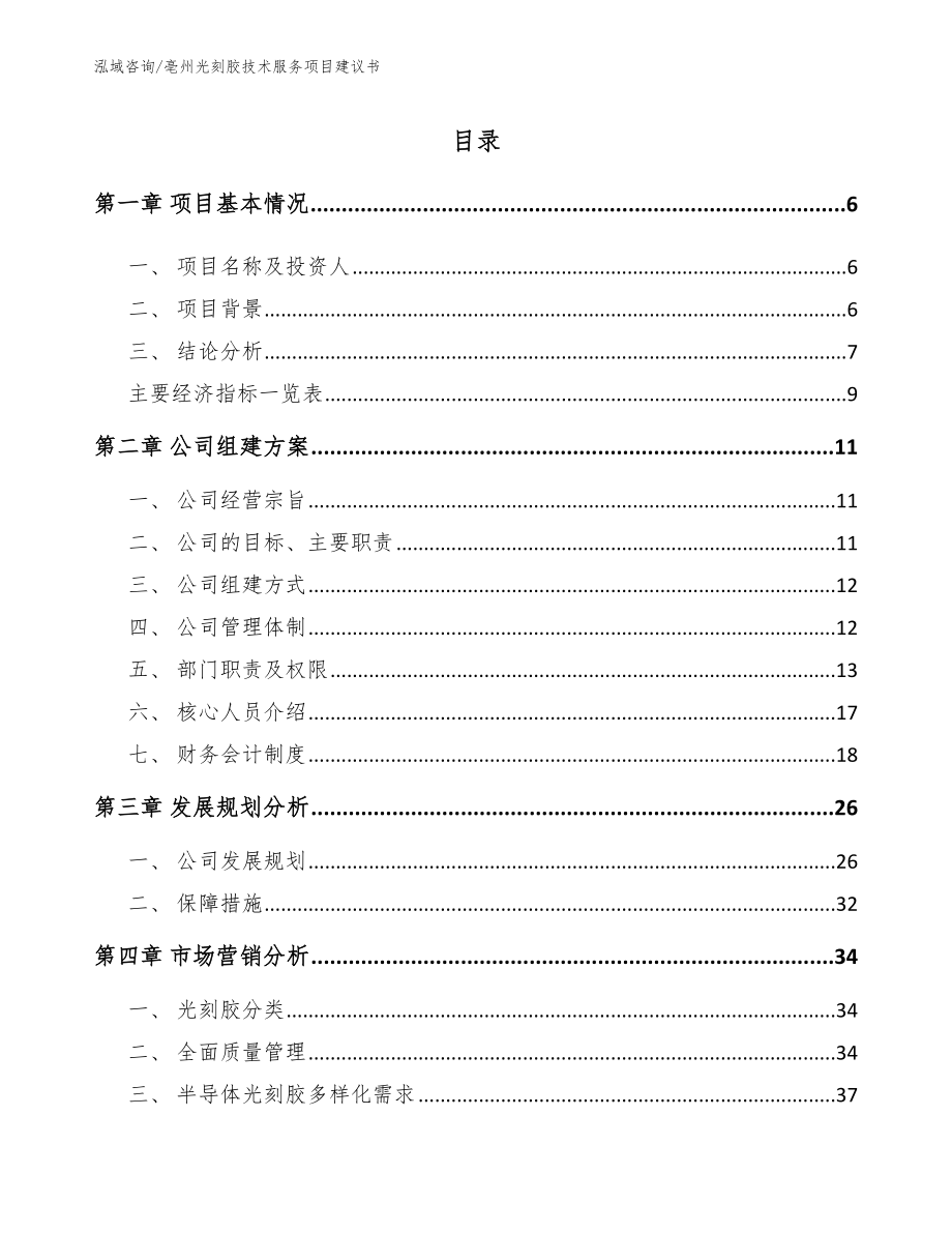 亳州光刻胶技术服务项目建议书_模板_第1页