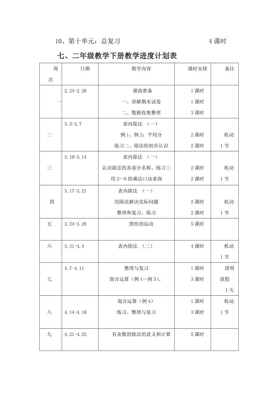 新人教版二年级下册数学全册教案含反思_第5页