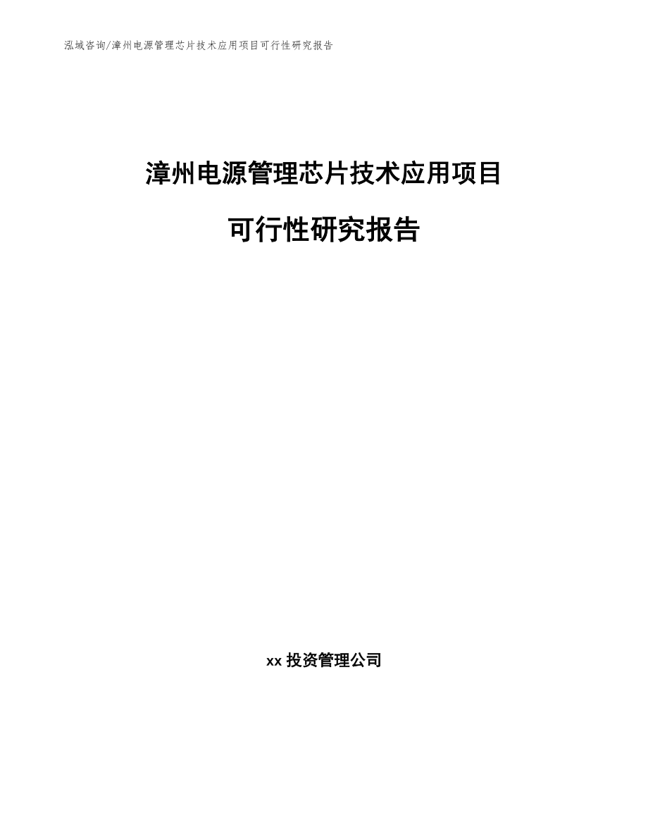 漳州电源管理芯片技术应用项目可行性研究报告_第1页