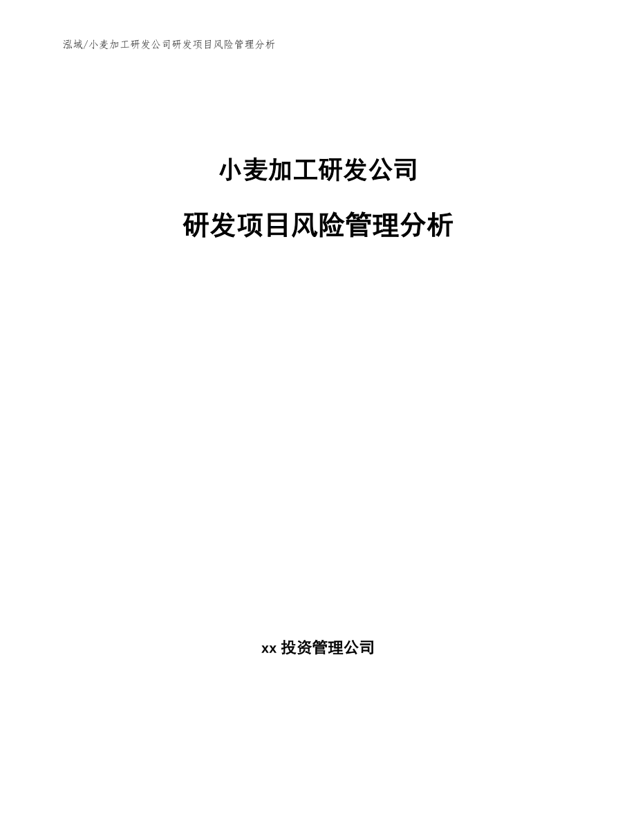 小麦加工研发公司研发项目风险管理分析_第1页