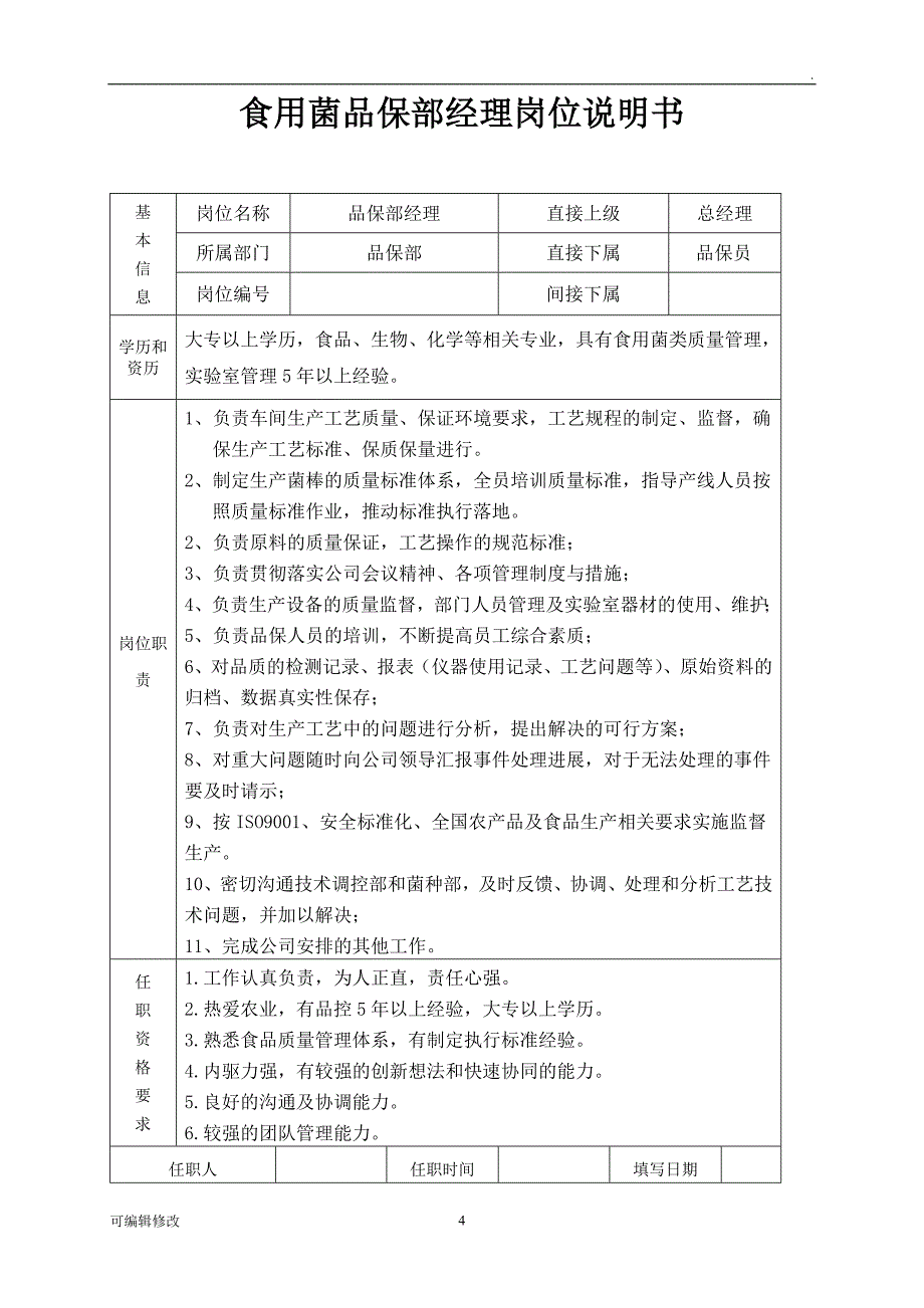 食用菌技术部门岗位说明.doc_第4页