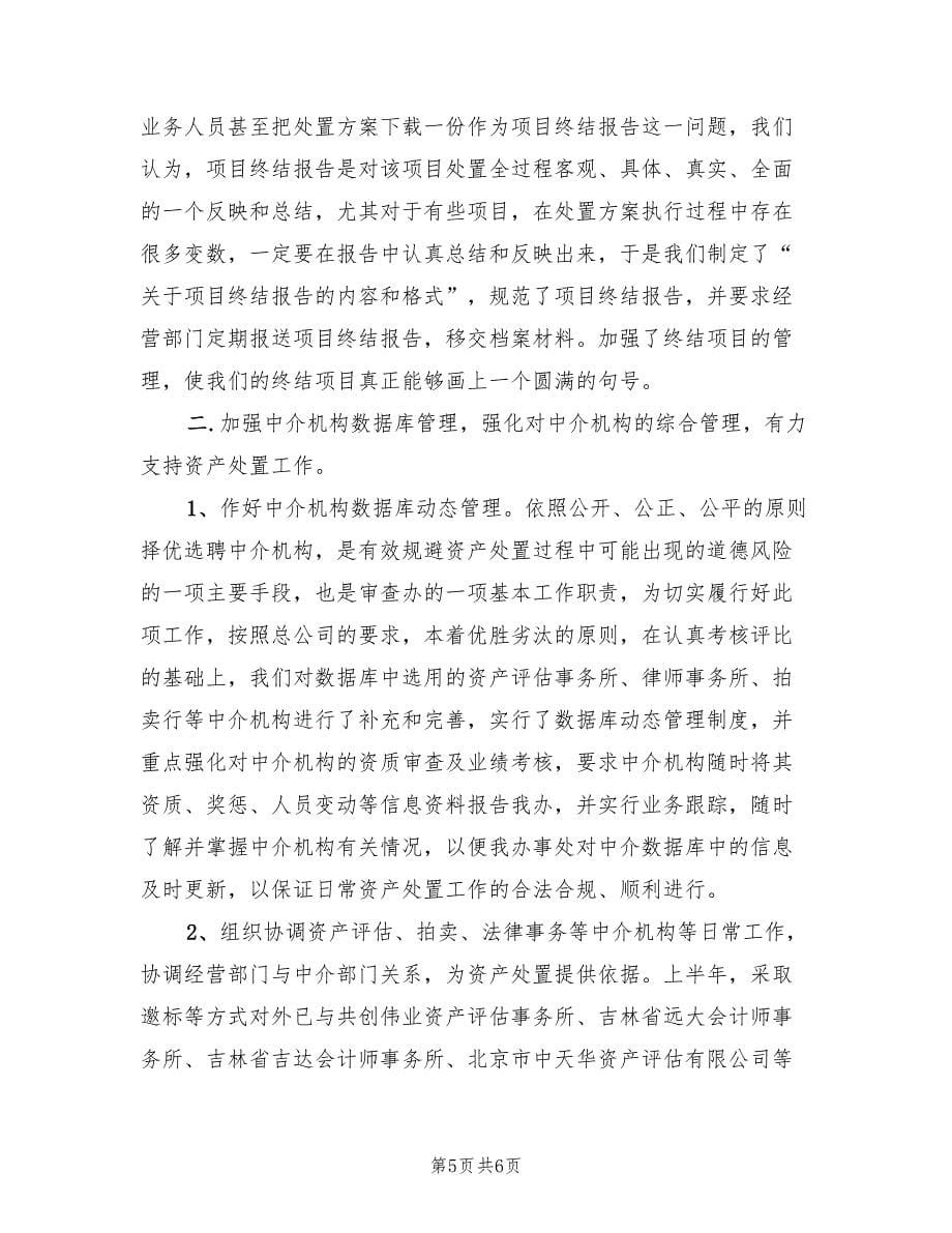 资产处置审查办公室年度工作总结范文（2篇）.doc_第5页