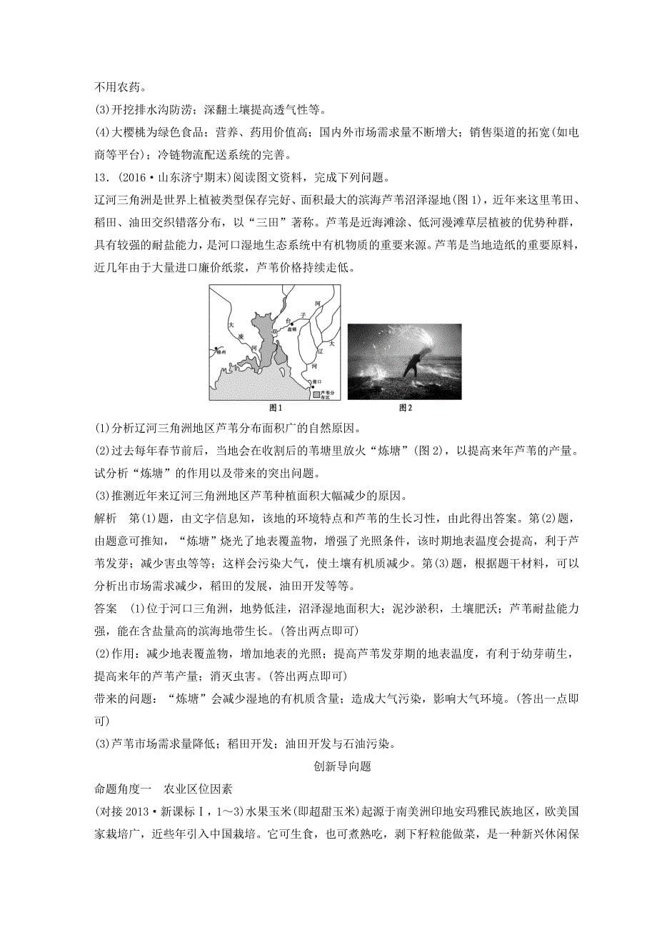 大高考地理高考二轮复习检测：第十单元 农业生产与地理环境 Word版含答案_第5页