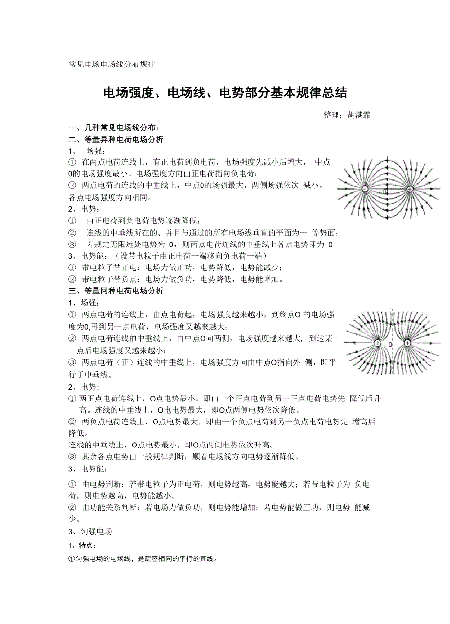 常见的电场电场线分布规律_第1页