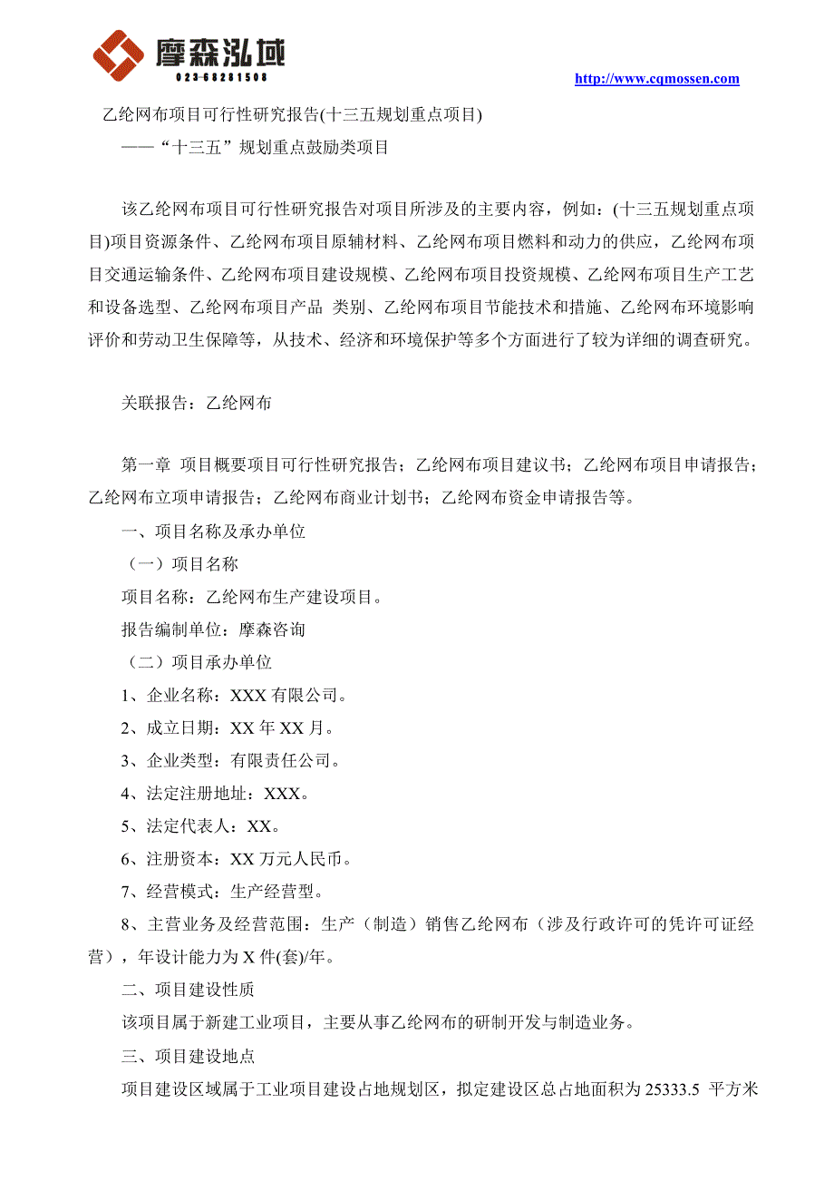 最新精选乙纶网布项目可行性研究报告十三五规划重点项目_第1页