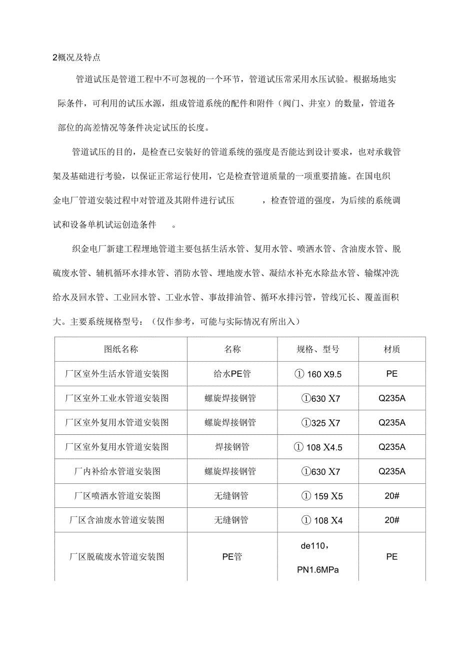 管道水压试验工程施工设计方案_第5页