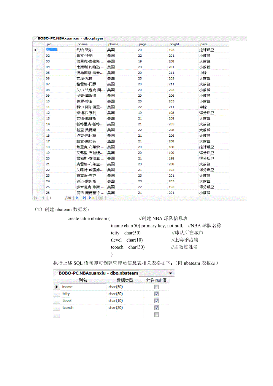 数据库课程设计NBA选秀系统数据库模型_第4页