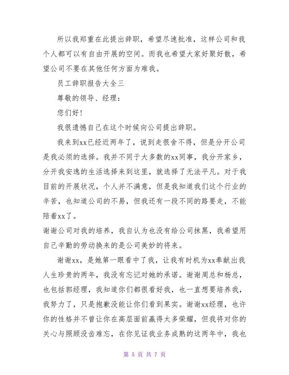 员工辞职报告大全（共四篇）.doc_第5页