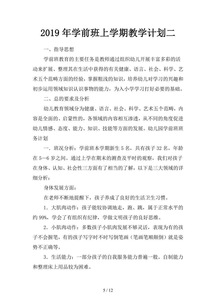 2019年学前教育上半年年工作计划(二篇).docx_第5页