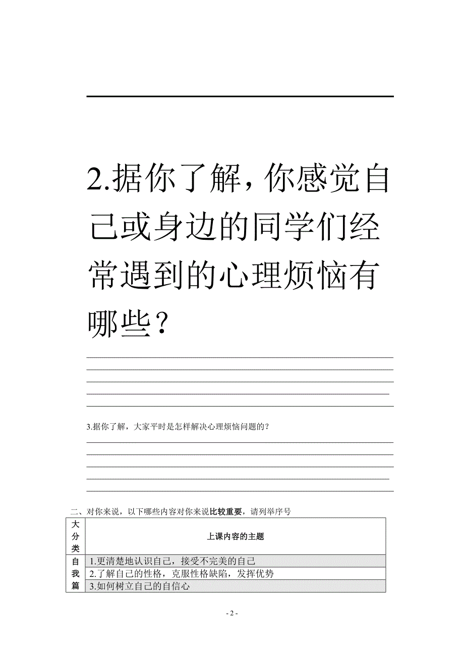 高中心理健康活动课课前调查问卷.doc_第2页