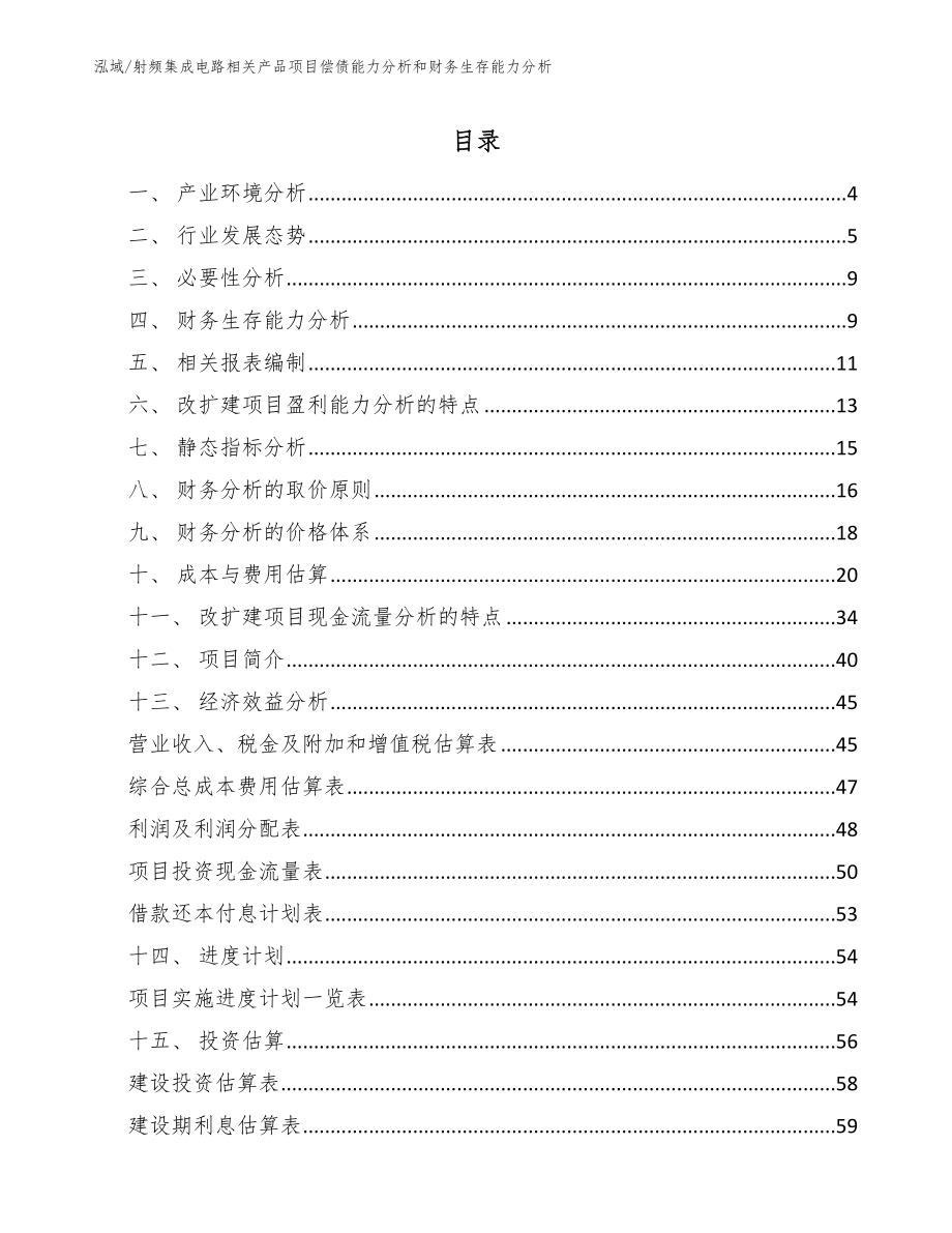 射频集成电路相关产品项目偿债能力分析和财务生存能力分析_第2页