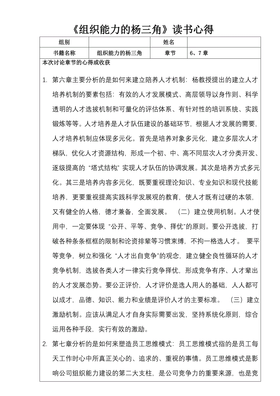 组织能力的杨三角读书心得(6、7章)_第1页