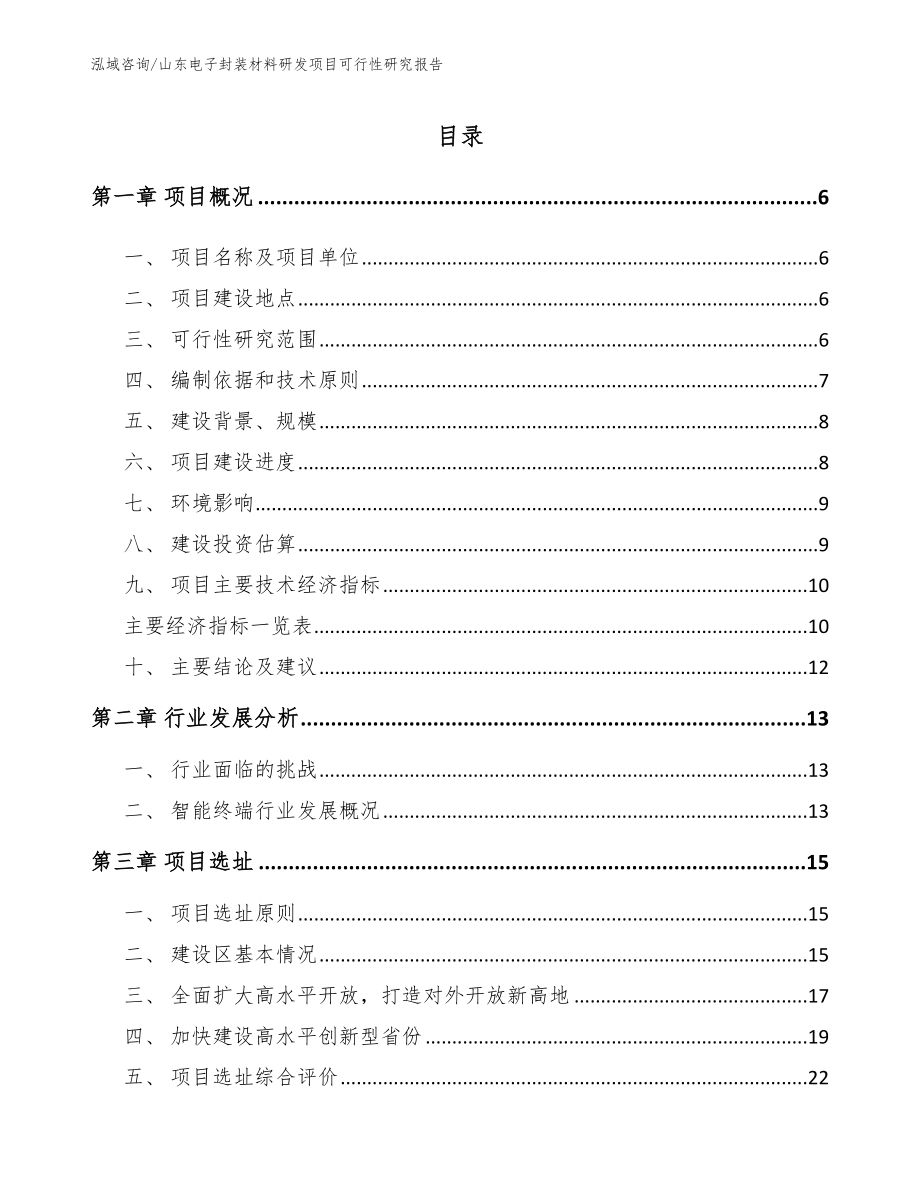 山东电子封装材料研发项目可行性研究报告（模板范文）_第1页