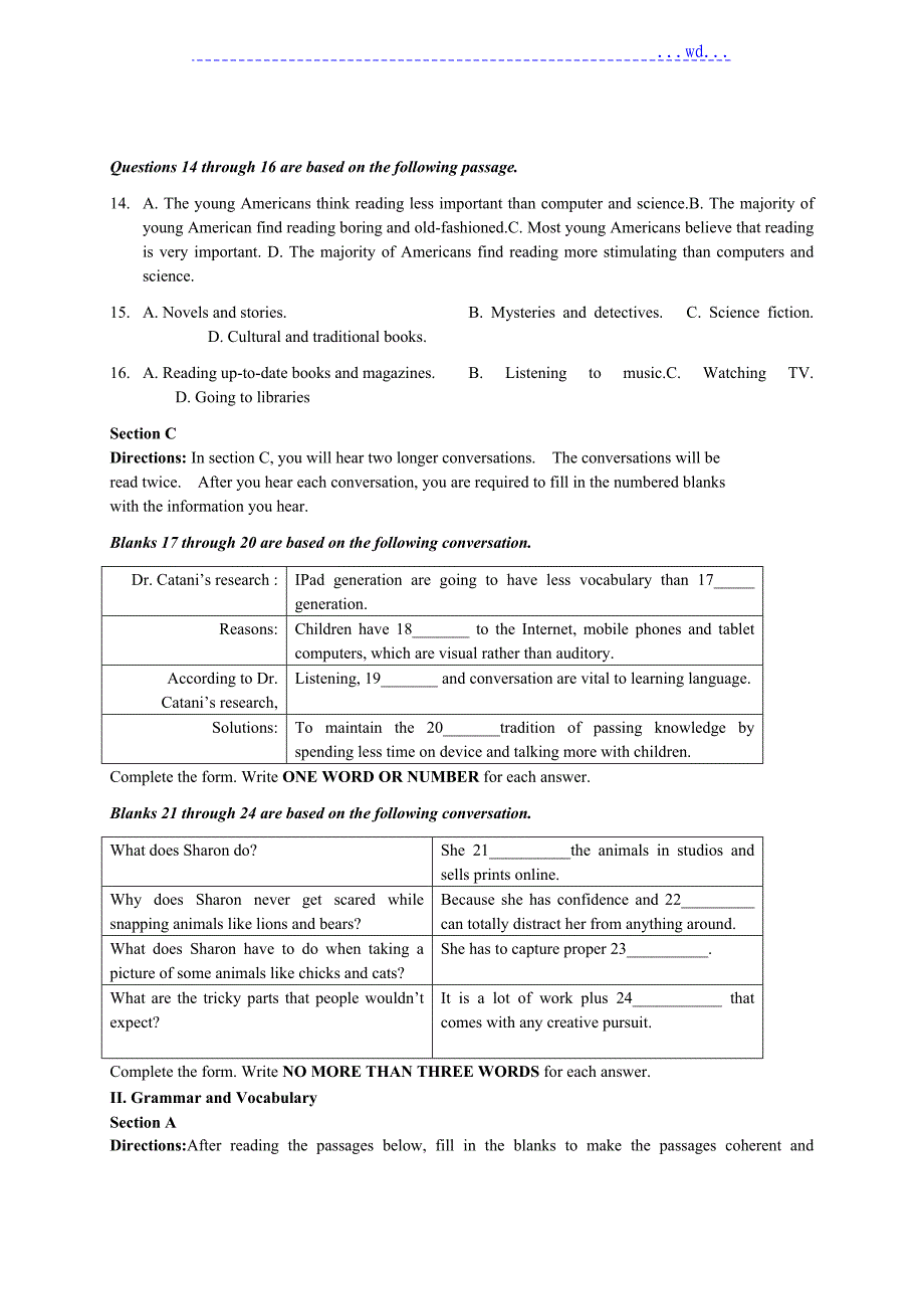 2014年届徐汇区高三英语一模试卷与答案_第2页