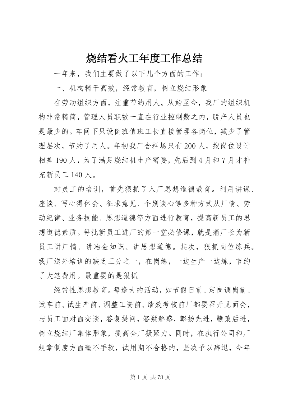 2023年烧结看火工年度工作总结.docx