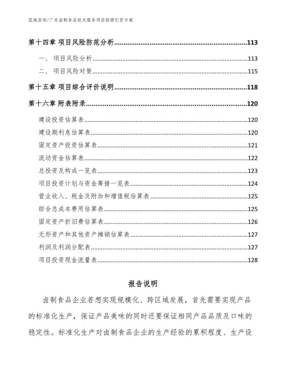 广东卤制食品技术服务项目招商引资方案模板范本_第5页