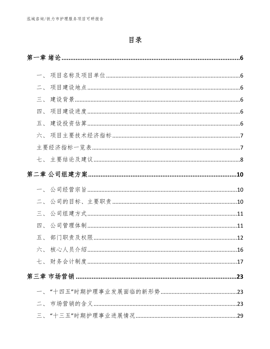 铁力市护理服务项目可研报告_第1页