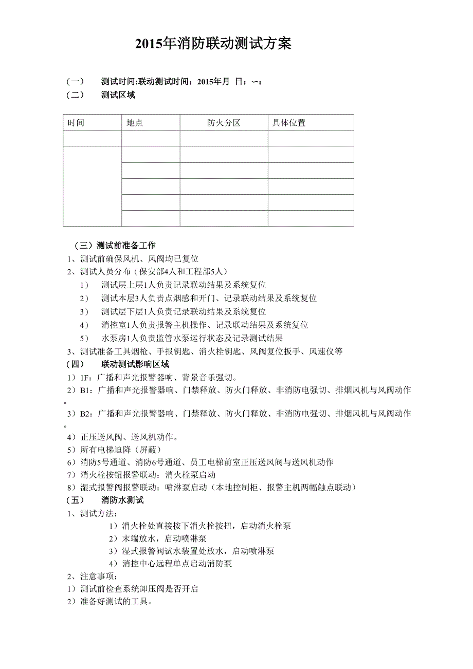 消防联动测试计划方案_第1页