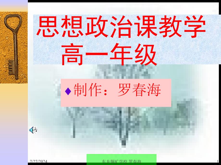 思想政治课教学高一年级_第1页