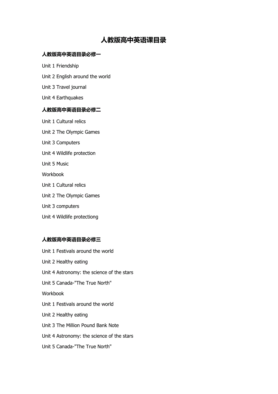 (完整word)人教版高中英语课程目录.doc_第1页